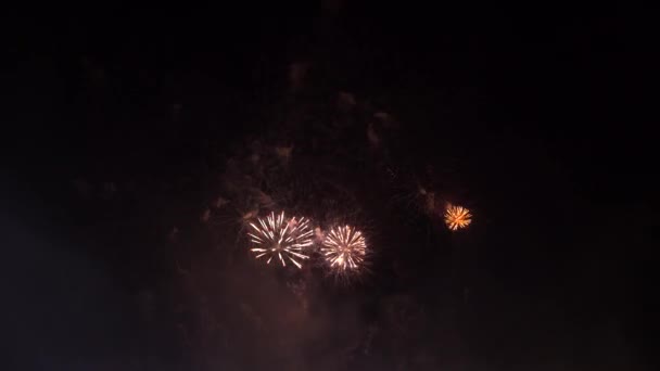 Esplosione Astratta Fuochi Artificio Dorati Sfondo Trasparente Fuochi Artificio Celebrazione — Video Stock