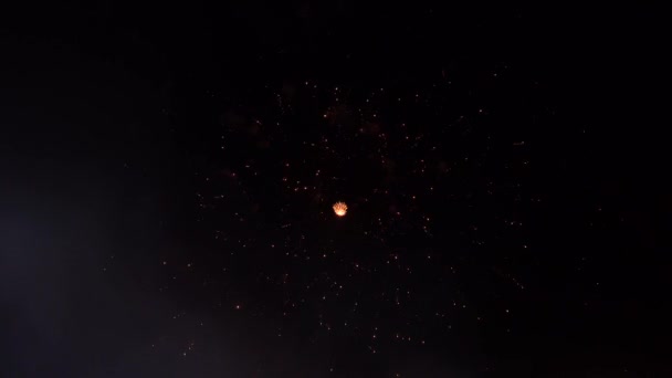 Esplosione Astratta Fuochi Artificio Dorati Sfondo Trasparente Fuochi Artificio Celebrazione — Video Stock