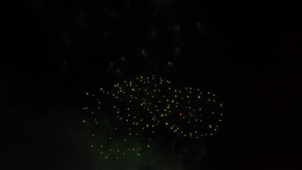 Esplosione Astratta Fuochi Artificio Dorati Sfondo Trasparente Fuochi Artificio Celebrazione — Video Stock