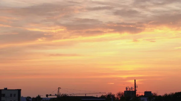 Beautiful sunset over a provincial town, city at dusk — Stock Photo, Image