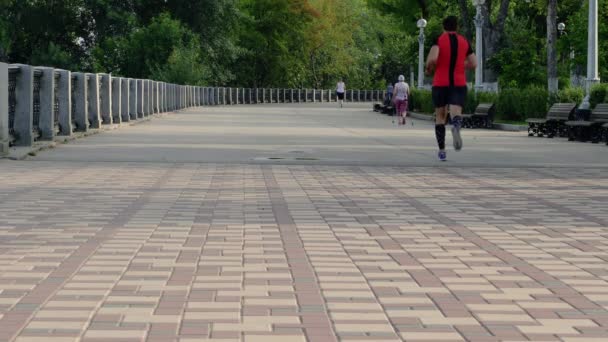Deportes Urbanos Gente Lleva Estilo Vida Activo Terraplén Del Río — Vídeos de Stock