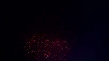 Göz kamaştırıcı havai fişek gece gökyüzü aydınlatmak. Mehtaplı gökyüzü parlak havai fişek üzerinde.