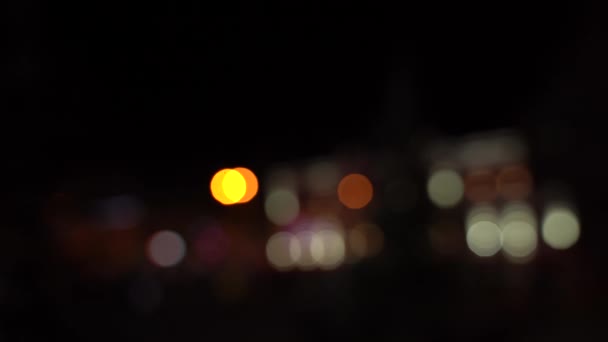 Tráfego Turvo Bokeh Estrada Noite Uma Cidade Grande Luzes Bonitas — Vídeo de Stock