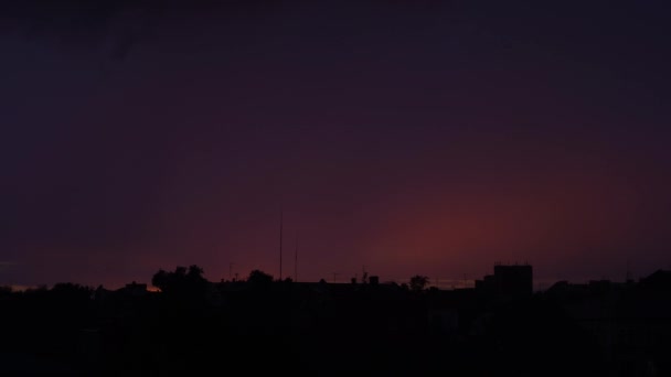 Lightning Strikes Evening Sky Cloudy Sky Rain Summer — Stock Video