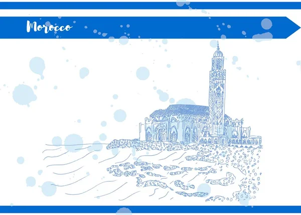Skizze Blaue Illustration Der Küste Von Marokko Vektorbestand — Stockvektor
