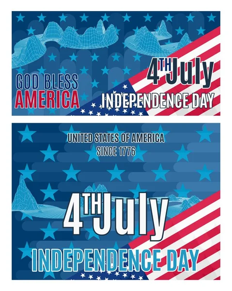 Dos Carteles Brillantes Día Independencia América Imagen Stock — Vector de stock