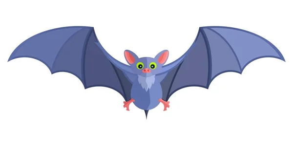 Blu Cartone Animato Pipistrello Luminoso Piatto Fata Mistica — Vettoriale Stock