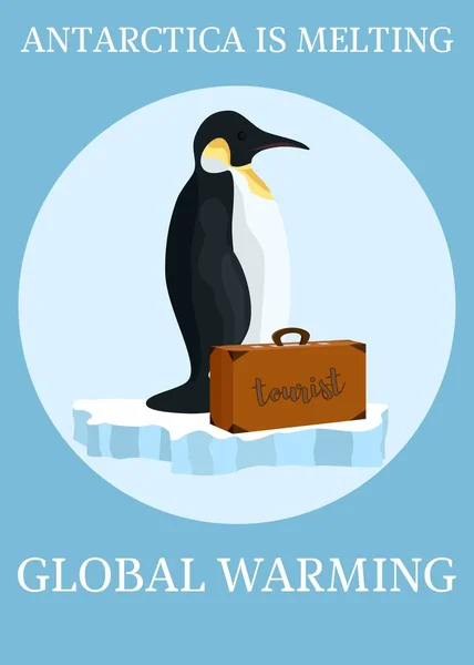 Poster Global Warming Penguins Risk Stock Vector Illustration — Stock Vector