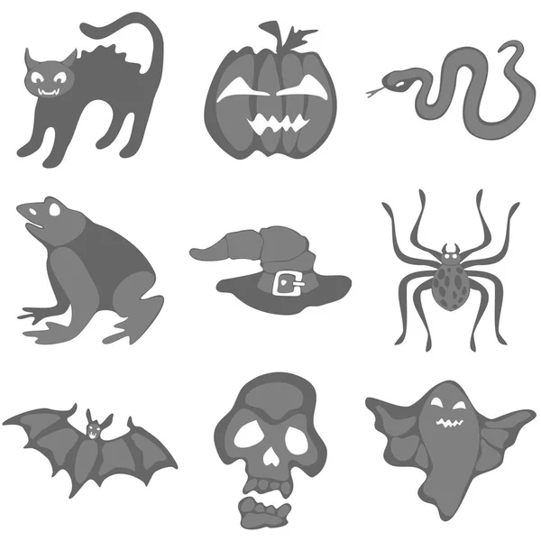 Výběr Čmáranice Prostá Zvířata Halloween Akcií Vektorový Obrázek — Stockový vektor
