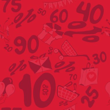 faiz ve indirimler depodaki sorunsuz kırmızı deseni. hisse senedi vektör görüntü