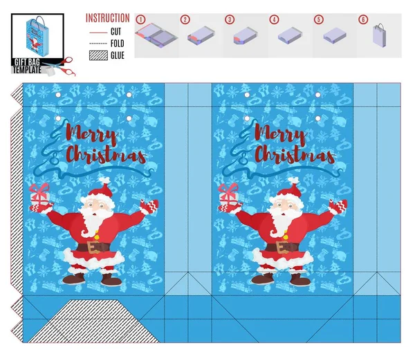Christmas Gift Bag Merry Santa Claus Stock Image Vector — Stock Vector