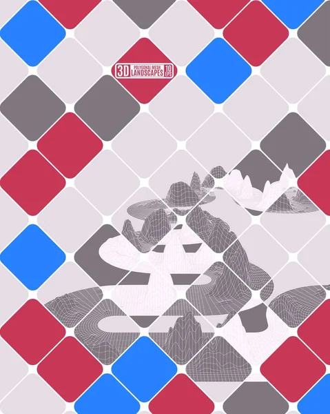 Яркие Мозаичные Кубики Многоугольными Горами Вектор Изображения Складе — стоковый вектор