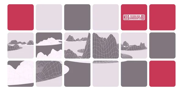 Cubos Mosaico Brillante Borgoña Rojo Con Montañas Poligonales Stock Imagen — Vector de stock