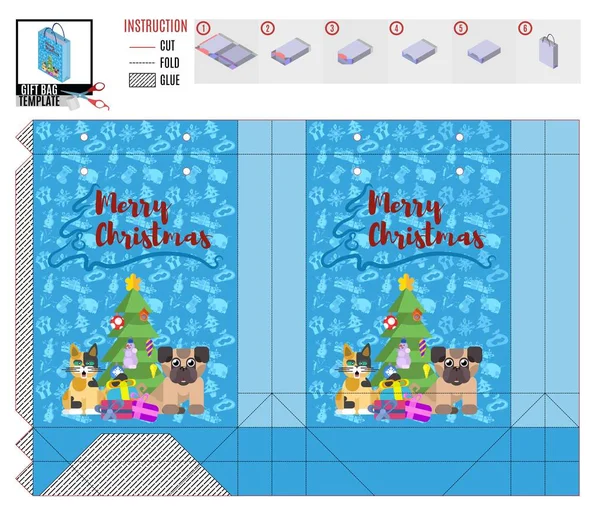 Motif Texture Emballage Avec Des Animaux Près Arbre Noël Image — Image vectorielle