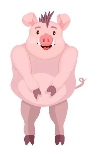 Piggy Zwijnen Cartoon Tekenen Staande Dier Stock Beeld Vector — Stockvector