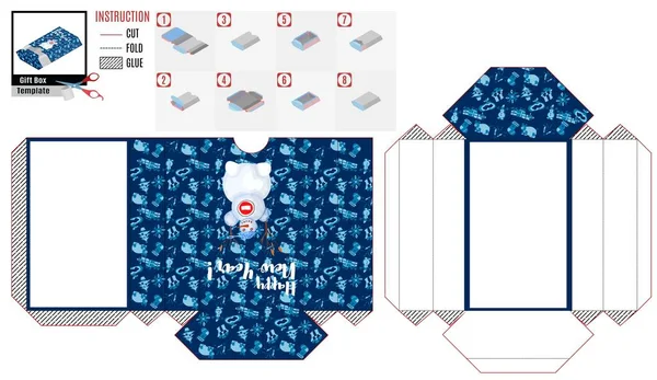 Modelo Caixa Ano Novo Boneco Neve Com Ramos Vetor Imagem —  Vetores de Stock