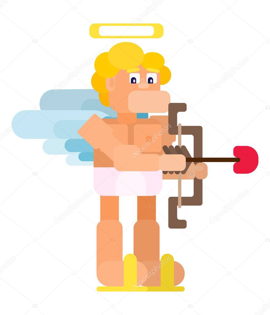 flat funny blond cupid with arrows and bow for a holiday