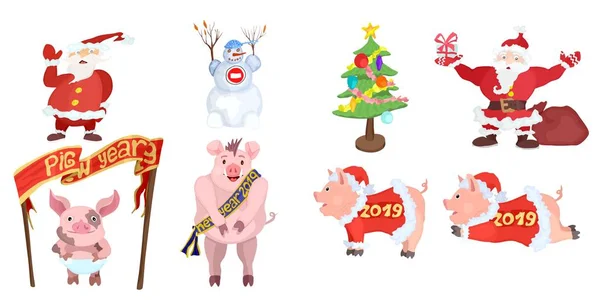 Eine Große Auswahl Weihnachtsfiguren Für Weihnachtsvektoren — Stockvektor