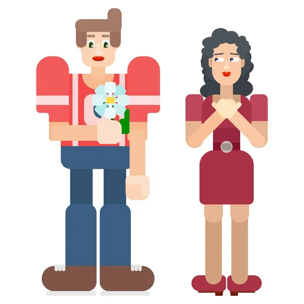 Pareja Amor Estilo Plano Trabajo Vector Blanco — Archivo Imágenes Vectoriales