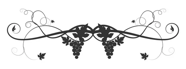 Gezeichnete Schwarze Weintraubenweberei Auf Weißem Hintergrund — Stockvektor
