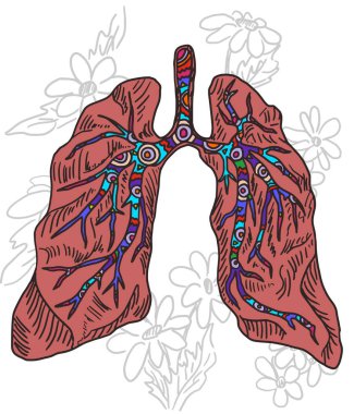 Beyaz papatya ile insan çizim doodle tarzı