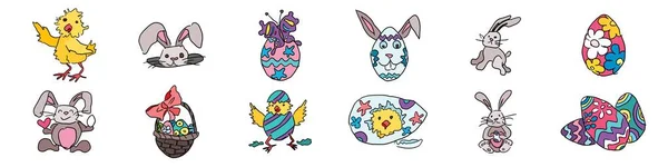 Doodle dibujos simples para las vacaciones de Pascua — Vector de stock