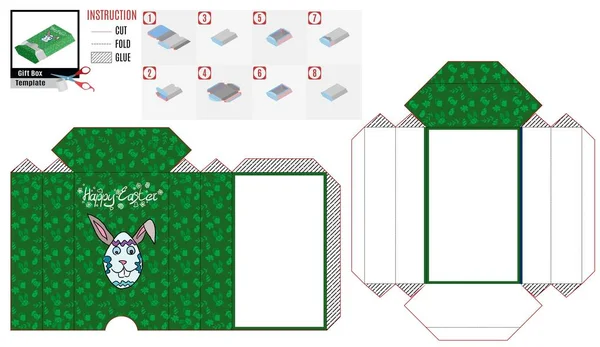 Plantilla de caja verde a la venta con conejo — Vector de stock