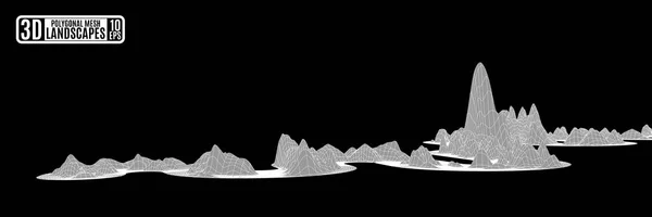 ポリゴンベクトル描画の灰色の山の風景 — ストックベクタ