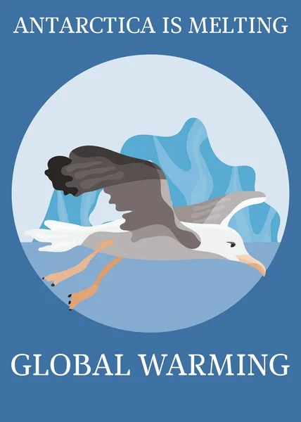Плакат защиты климата альбатрос в полете новый — стоковый вектор