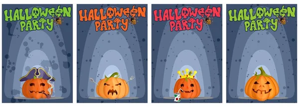Ett urval av ljusa affischer för en Halloween-fest med ont — Stockfoto