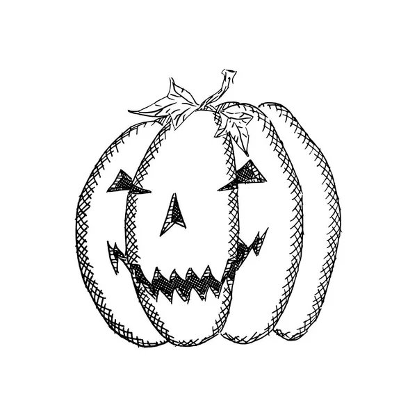 Calabaza redonda maliciosa con un dibujo de boceto de sonrisa — Foto de Stock