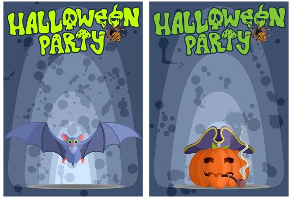 Carteles brillantes para la fiesta de máscaras de Halloween —  Fotos de Stock