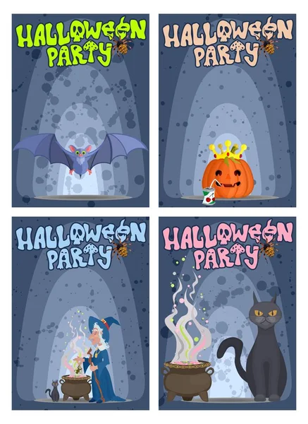 Duży wybór plakatów do drukowania akcji Halloween party — Zdjęcie stockowe