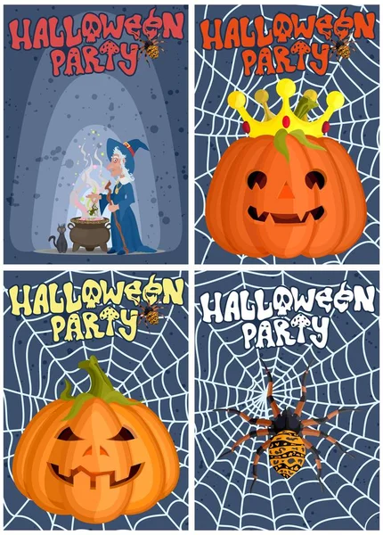 Auswahl von Plakaten für eine Party zu Halloween — Stockfoto