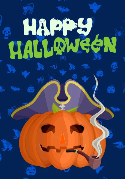 Halloween için kabak korsan ile parlak poster — Stok fotoğraf