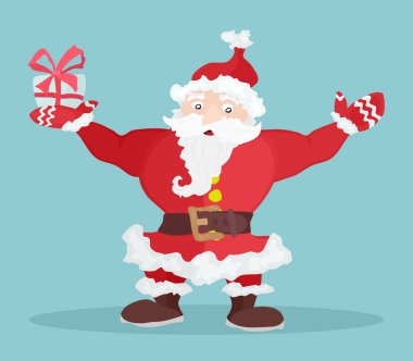 Parlak bir hediye ile Karikatür Noel Baba