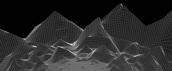 Negro blanco abstracto fondo ciberespacio montaña paisaje — Foto de Stock