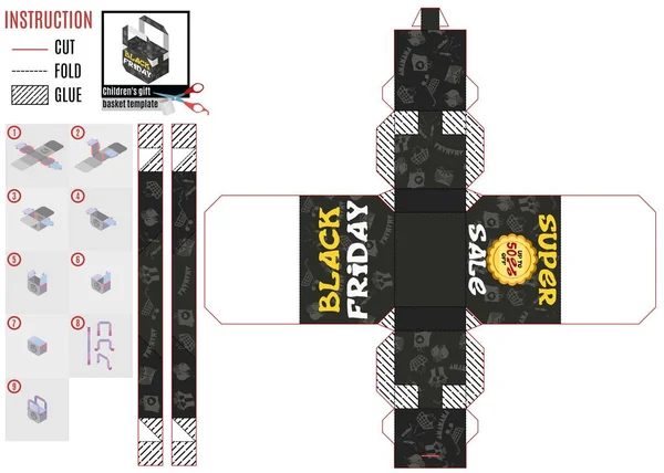 Plantilla de caja de papel en venta de viernes negro — Foto de Stock