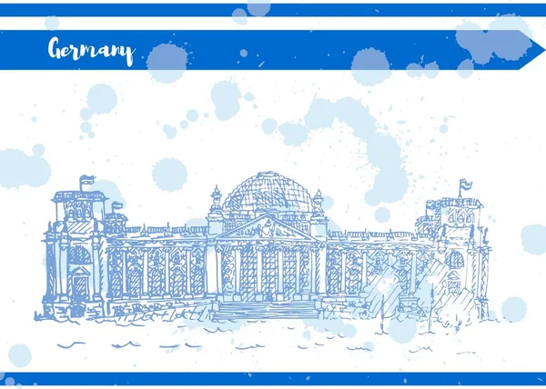青い古い建物ドイツ政府の絵の作品スケッチ — ストック写真