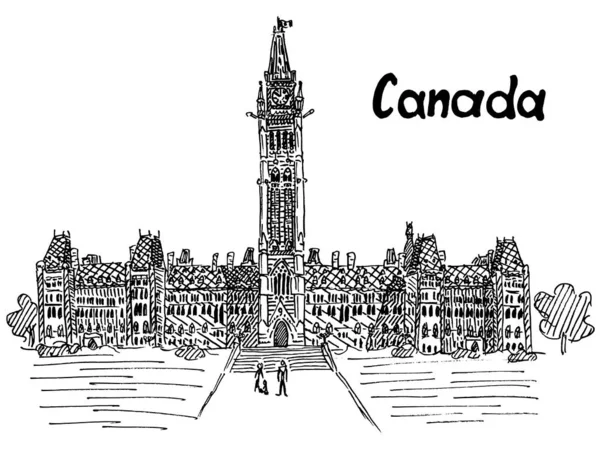 Kanada Parlament Skizze Arbeit Bild Postkarte — Stockfoto