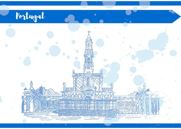Niebieski Kościół miasta Fatimy w Portugalii szkic rysunek — Zdjęcie stockowe