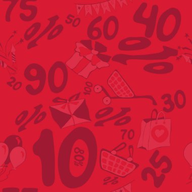 mağazada ilgi ve indirimler sorunsuz kırmızı desen