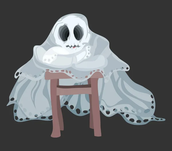 Ghost in a wooden chair misses one at home — стоковый вектор