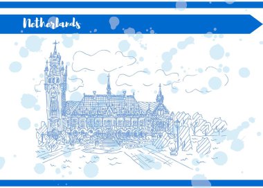 beyaz resim çalışma rengi mavi mürekkepli hollanda kartpostal