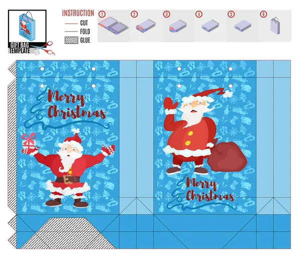 Bolsa de regalo con dos cláusulas de Santa para el color de Navidad —  Fotos de Stock