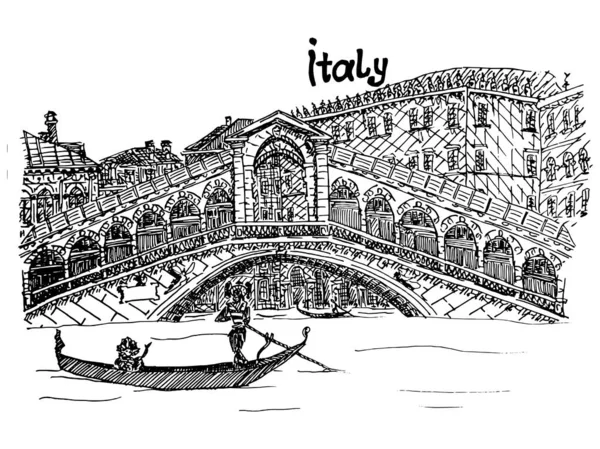Kanał Wenecja kolor stary szkic Włochy — Zdjęcie stockowe