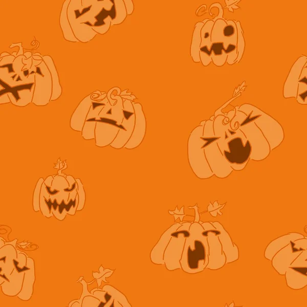 Pompoenen Art patroon oranje achtergrond Halloween — Stockvector