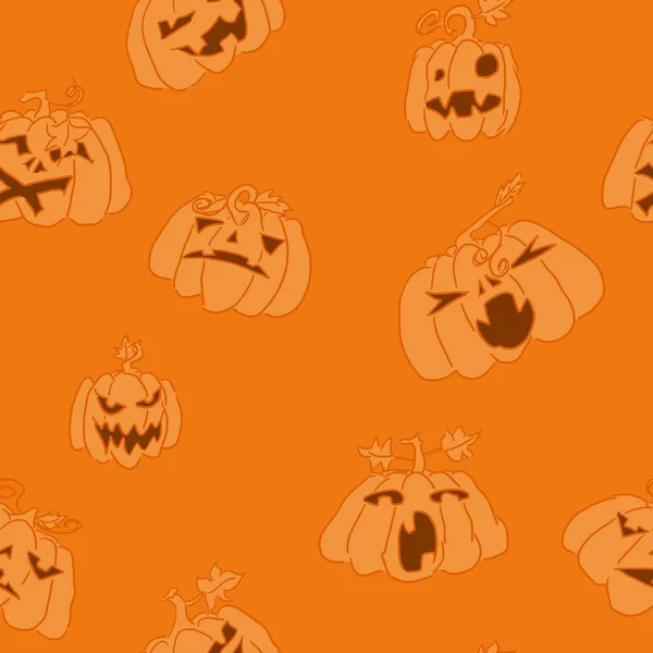 Calabazas arte patrón naranja fondo halloween nuevo — Vector de stock