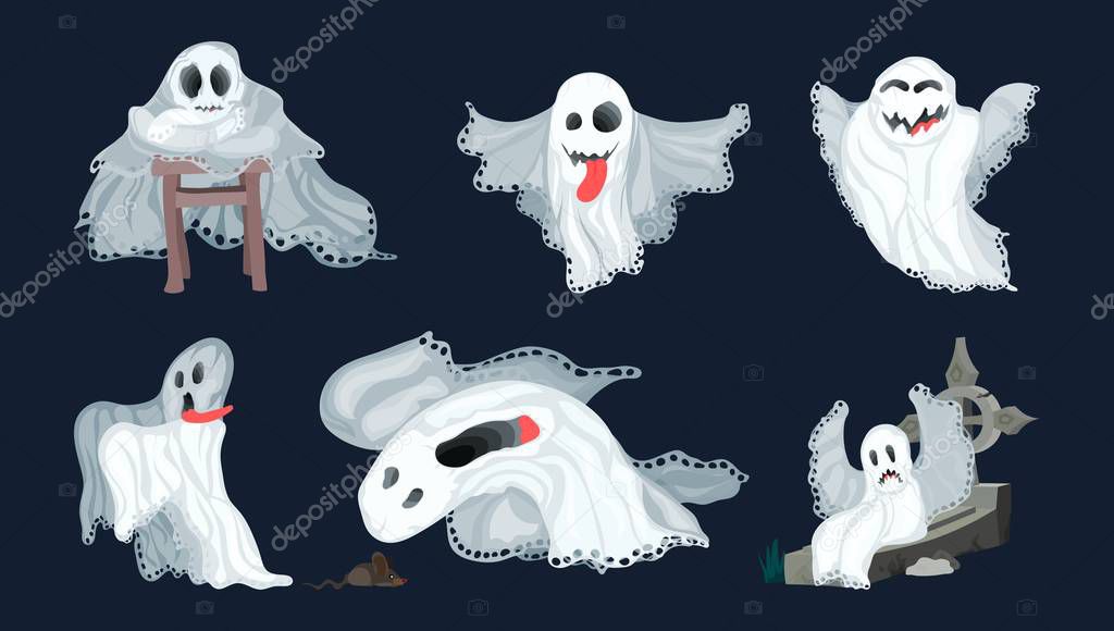 different cartoon ghosts on a dark background good