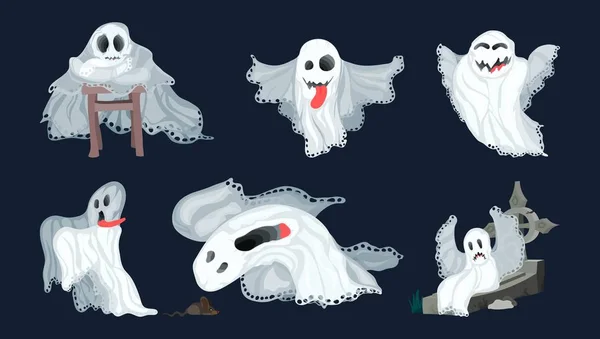 Different cartoon ghosts on a dark background good — Stock Photo, Image